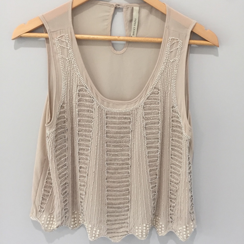 Paper Crane Beaded Top